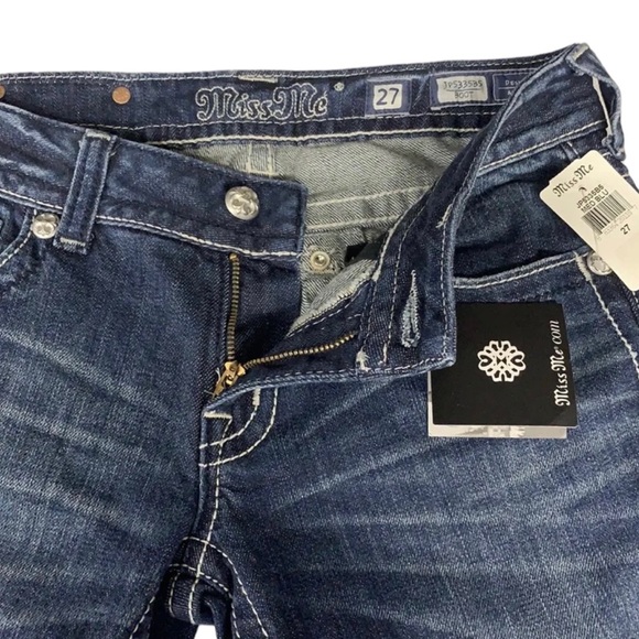 Miss Me Boot Cut Cowgirl Embroidered Rhinestones Distressed Jeans Sz 27 X 29 NWT - Picture 8 of 13